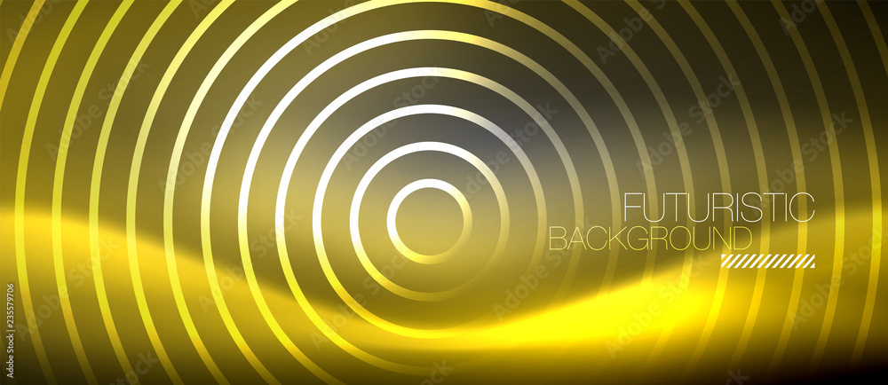 Neon circles abstract background, shiny lines Neon circles abstract background, shiny lines