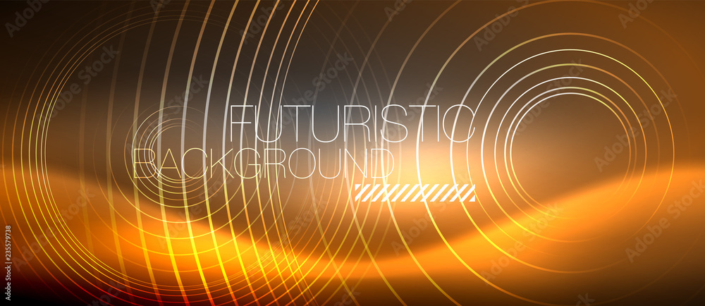 Neon circles abstract background, shiny lines Neon circles abstract background, shiny lines