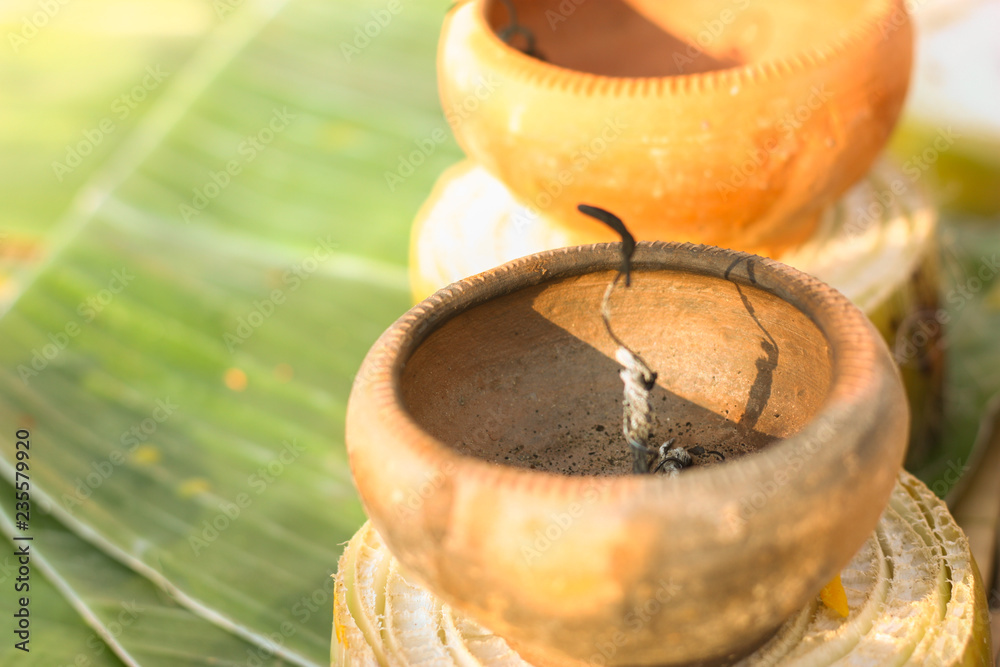 candles of Loy Kratong Festival after light out