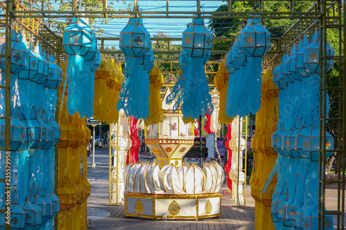 Lanna lantern in festival blue yellow