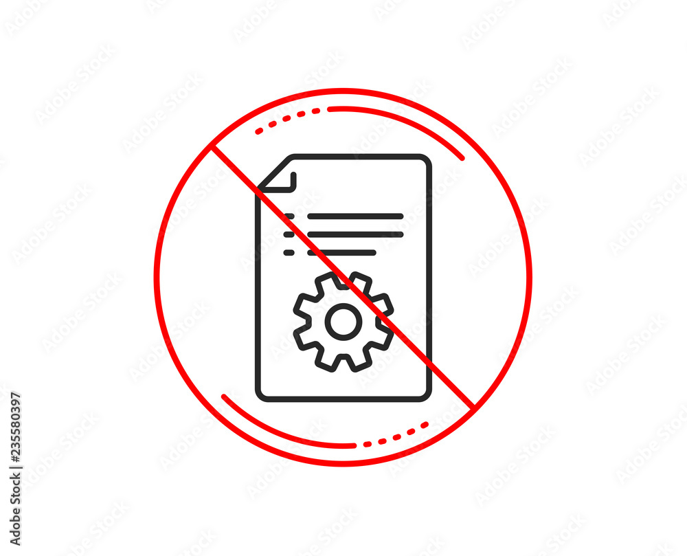 No or stop sign. Technical documentation line icon. Instruction sign. Caution prohibited ban stop symbol. No icon design. Vector No or stop sign. Technical documentation line icon. Instruction sign. Caution prohibited ban stop symbol. No icon design. Vector