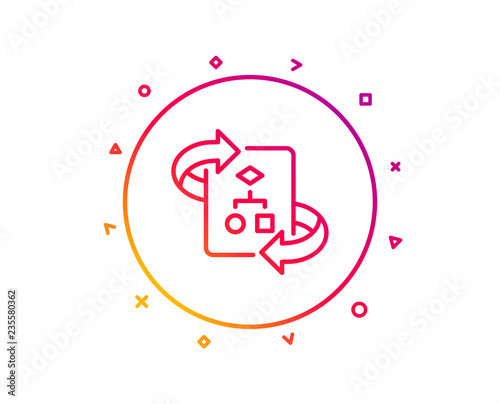 Technical algorithm line icon. Project documentation sign. Gradient pattern line button. Technical algorithm icon design. Geometric shapes. Vector