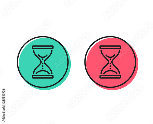 Time hourglass line icon. Sand watch sign. Positive and negative circle buttons concept. Good or bad symbols. Time hourglass Vector