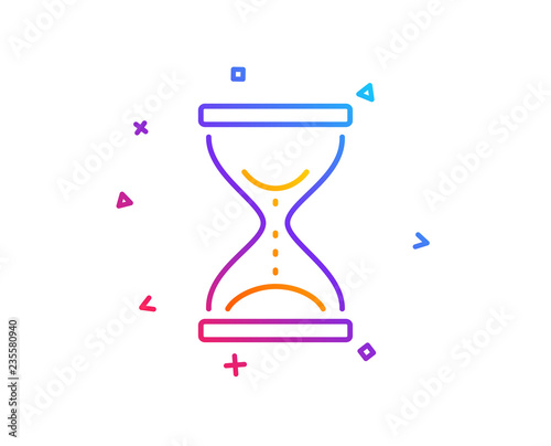 Time hourglass line icon. Sand watch sign. Gradient line button. Time hourglass icon design. Colorful geometric shapes. Vector