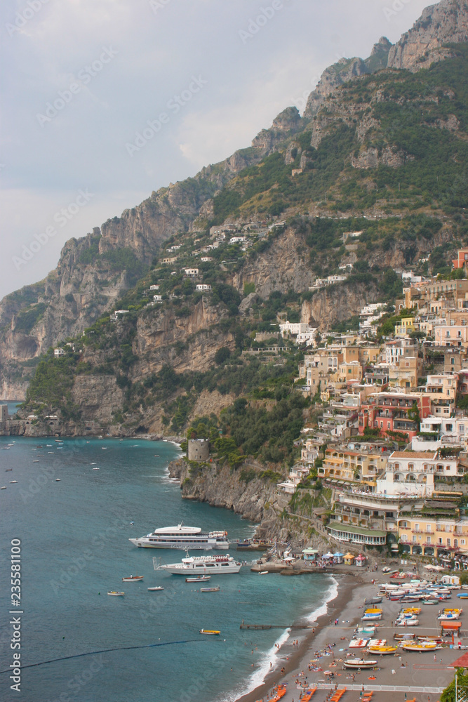 Cliffside homes and buildings on the beautiful Amalfi Coast in Italy