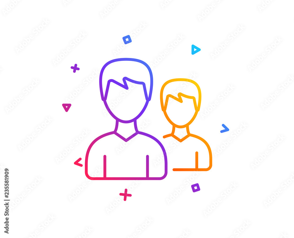 User line icon. Couple or Group sign. Male Person silhouette symbol. Gradient line button. Couple icon design. Colorful geometric shapes. Vector User line icon. Couple or Group sign. Male Person silhouette symbol. Gradient line button. Couple icon design. Colorful geometric shapes. Vector