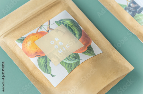 Organic tea branding and packaging mockup photo