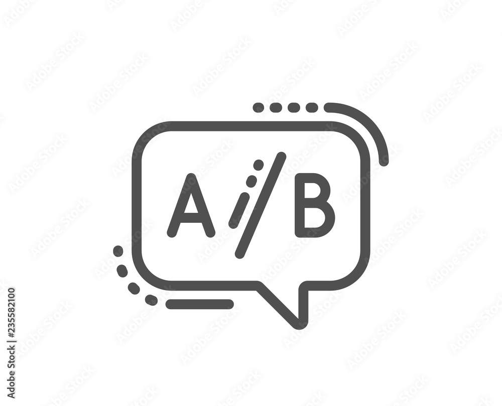 Ab testing line icon. Ui test chat bubble sign. Quality design flat app element. Editable stroke Ab testing icon. Vector Ab testing line icon. Ui test chat bubble sign. Quality design flat app element. Editable stroke Ab testing icon. Vector