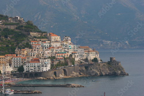 Cliffside homes and buildings on the beautiful Amalfi Coast in Italy