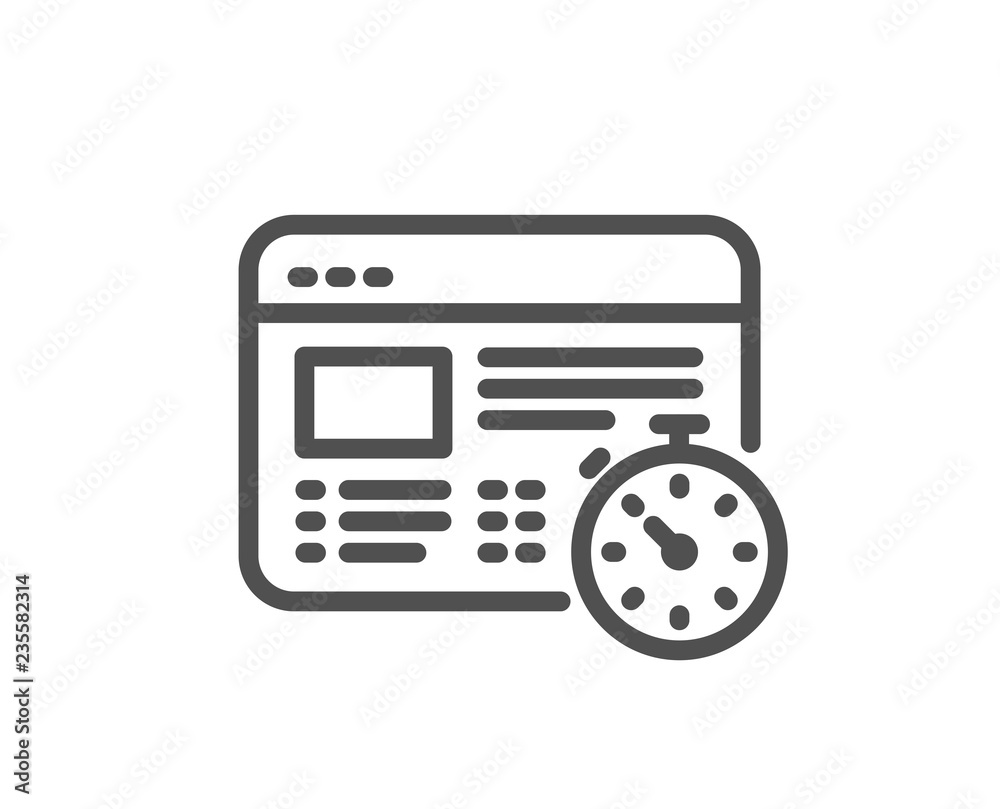 Web timer line icon. Online quiz test sign. Quality design flat app element. Editable stroke Web timer icon. Vector Web timer line icon. Online quiz test sign. Quality design flat app element. Editable stroke Web timer icon. Vector