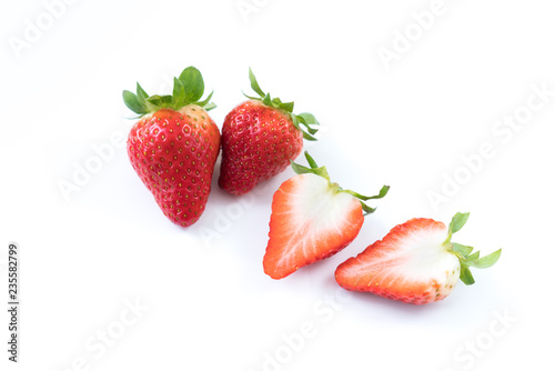 The Material of Red Strawberries in White Background