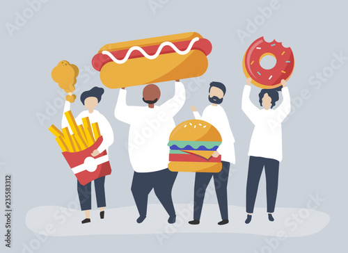 People eating junk food