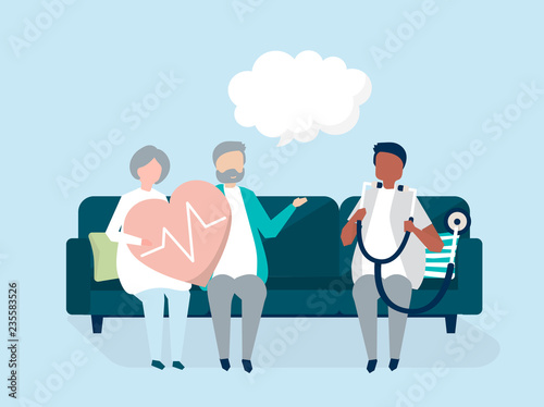 Senior people getting a checkup at a hospital