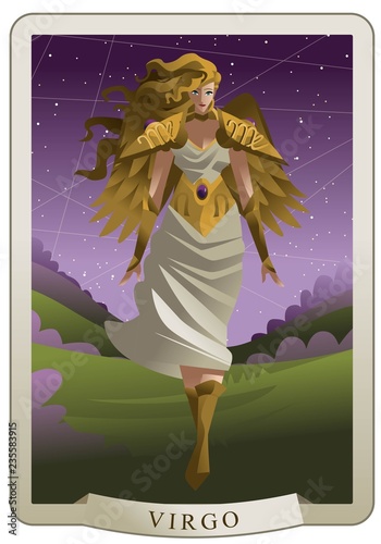 virgo winged zodiac virgin card