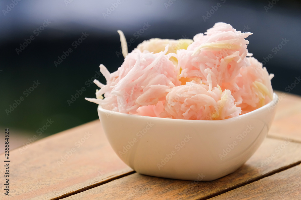 Thai tradition dessert made from coconut and sugar.