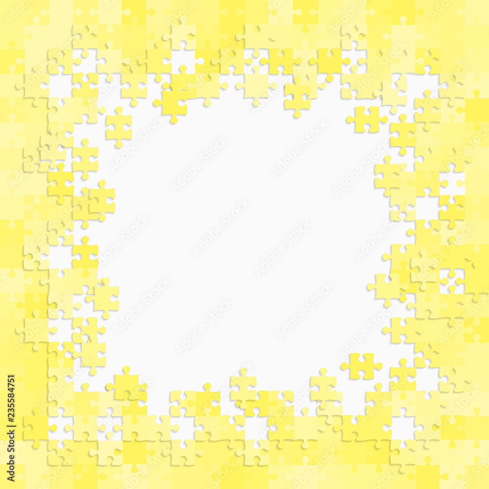 The Yellow Puzzle Frame. Puzzle Pieces Banner . The Yellow Puzzle Frame. Puzzle Pieces Banner .