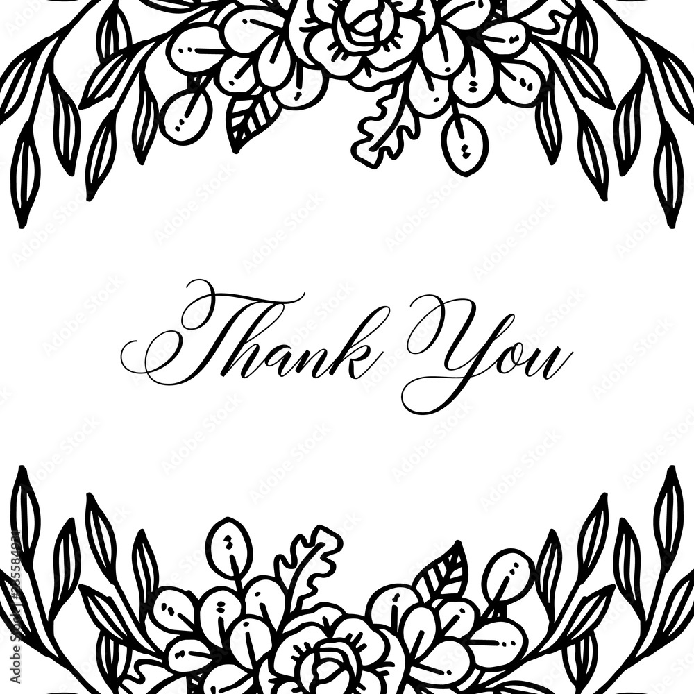 Vector With Thank You Floral Hand Draw