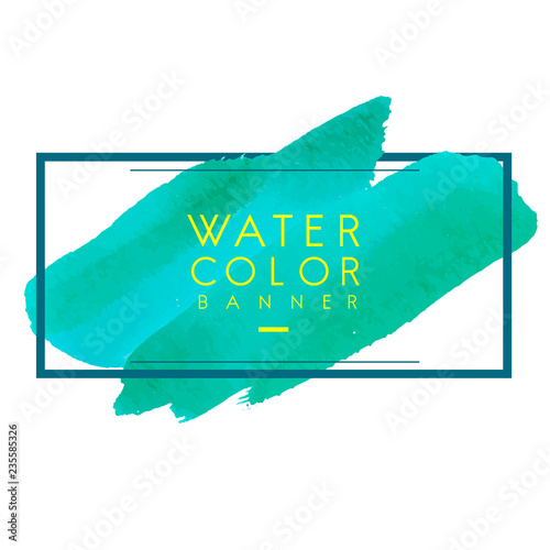Green watercolor banner design vector