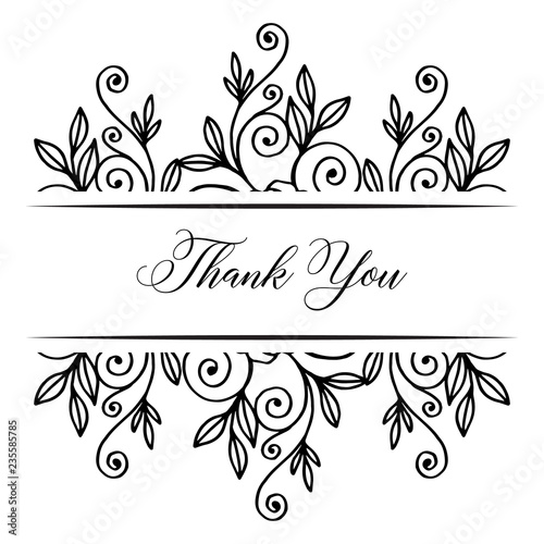 Botanical illustration flowers thank you hand draw vector