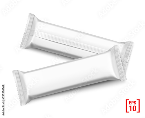 Blank mockups of flow pack. Vector illustration isolated on white background. It can be used in the adv, promo, package, etc. EPS10.