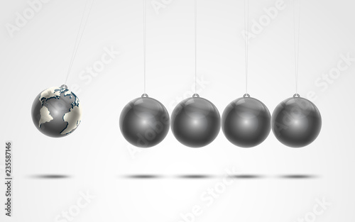 black metallic  ball with global metal shiny ball of pendulum