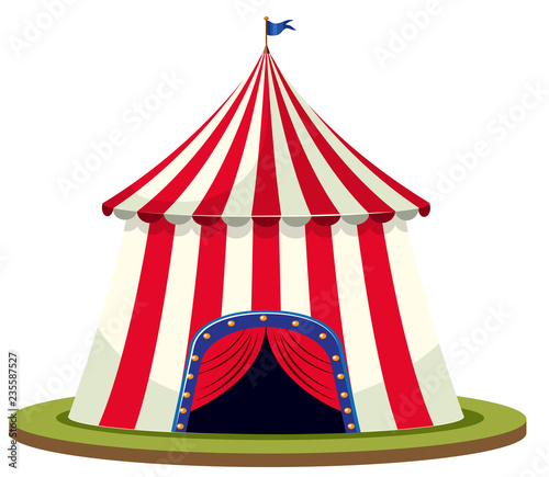 Isolated circus tent on white background