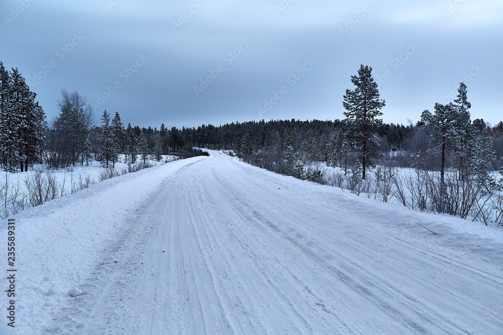 Fototapeta premium Snowy winter road