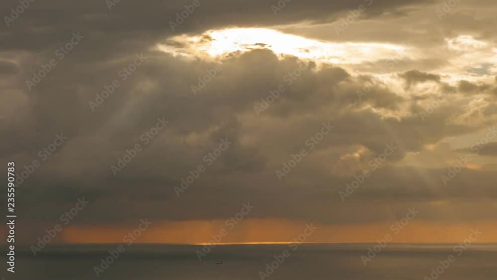 Time lapse of motion flowing clouds in the sky over sea 4K 3840x2160 resolution of light and clouds fast moving,good nature footage for background