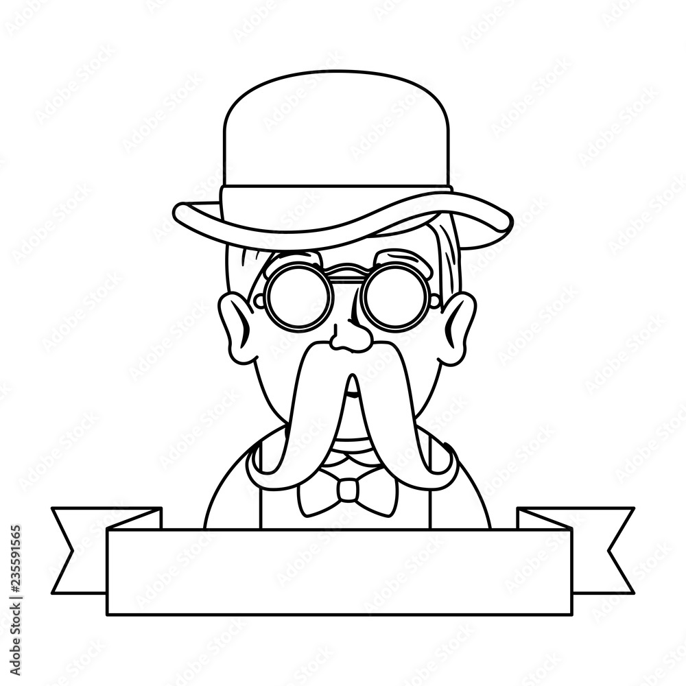 man hipster with mustache and tophat man hipster with mustache and tophat