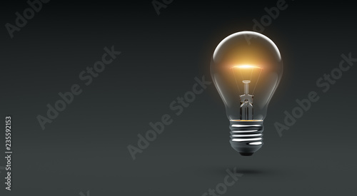 Fototapeta Naklejka Na Ścianę i Meble -  Glowing light bulb on dark background