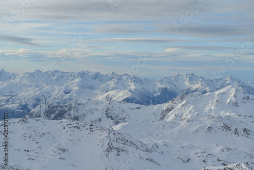 panoramic view  of winter mountains