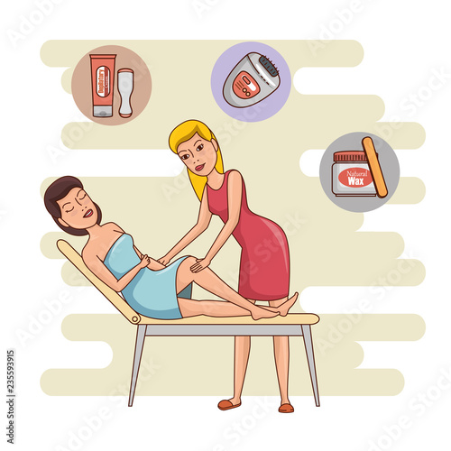 woman in treatment with hair removal icons