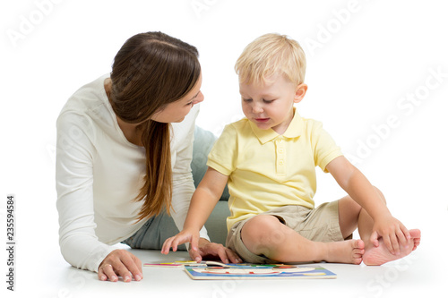 mother doing playing puzzle...