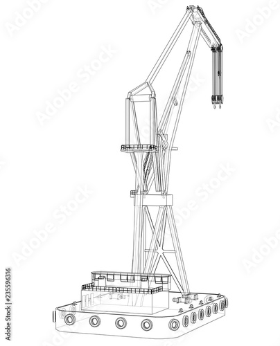 Floating crane. Vector