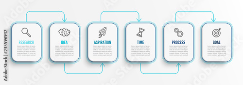 Vector infographic template with icons and 6 options or steps. Infographics for business concept. Can be used for presentations banner, workflow layout, process diagram, flow chart, info graph.