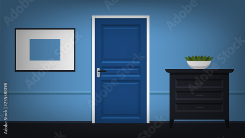 Door vector illustration. Interior illustration. Can be used for scene design and mokups.