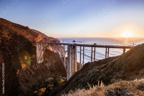 Sunset view of Bixby Creek Bridge on Highway 1, Big Sur, California