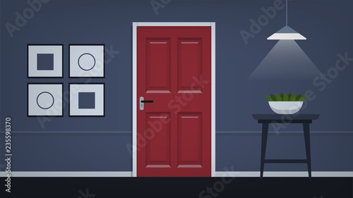 Door vector illustration. Interior illustration. Can be used for scene design and mokups.