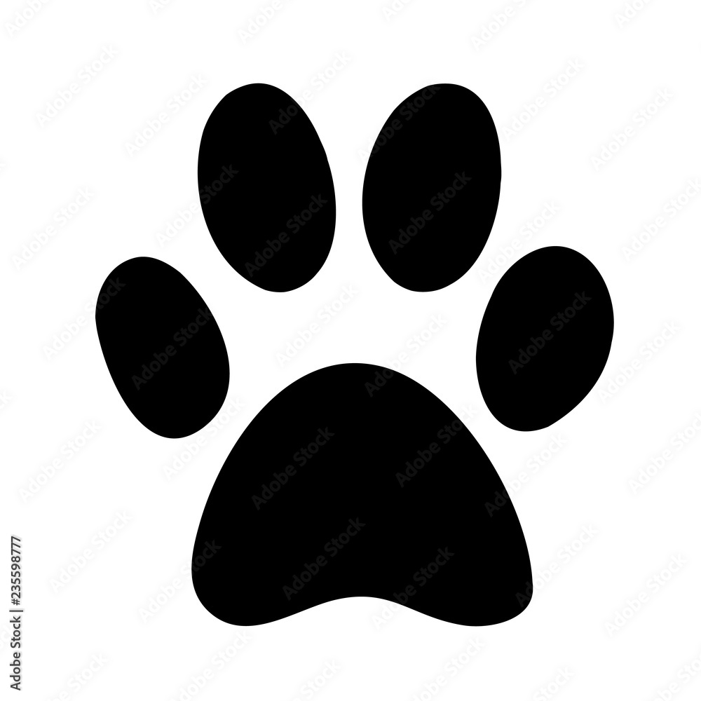 Black silhouette of a paw print, isolated Stock Vector | Adobe Stock