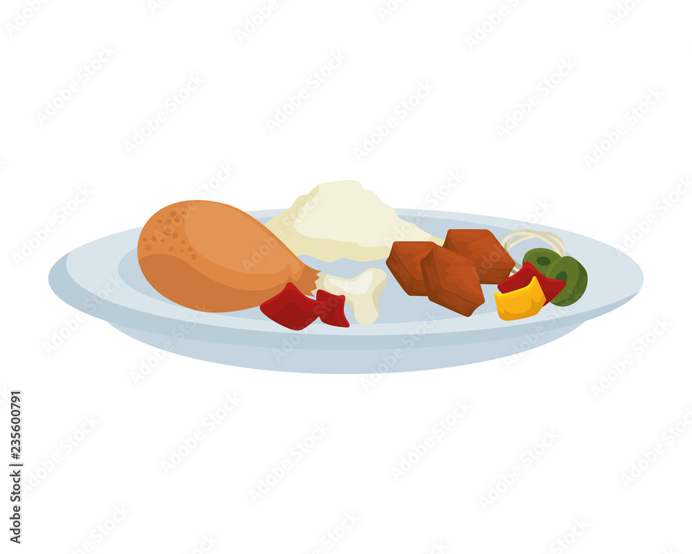 dish with chicken thighs and food dish with chicken thighs and food