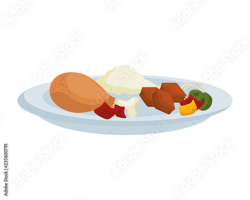 dish with chicken thighs and food