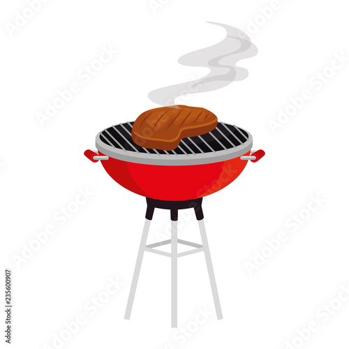 oven grill with meat steak
