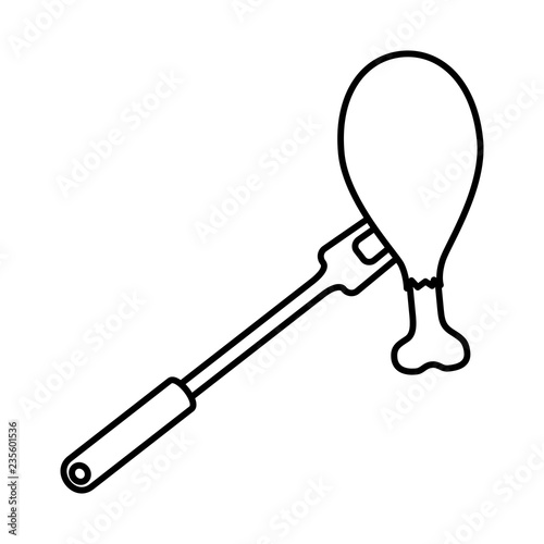 fork with chicken thigh fried