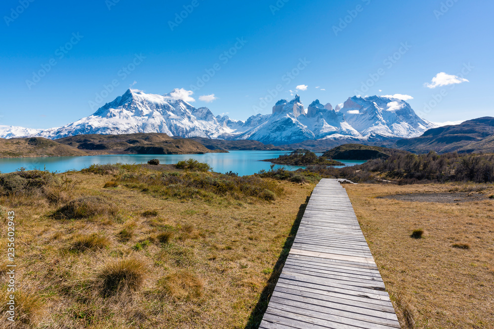 Mountains and lake in Torres del Paine National Park in Chile Mountains and lake in Torres del Paine National Park in Chile