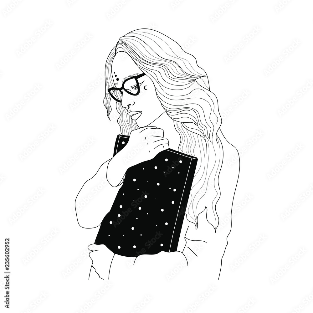 girl with a book, woman reading, cosmic illustration, symbolism, mysticism, esotericism, philosophy, knowledge, self-development girl with a book, woman reading, cosmic illustration, symbolism, mysticism, esotericism, philosophy, knowledge, self-development