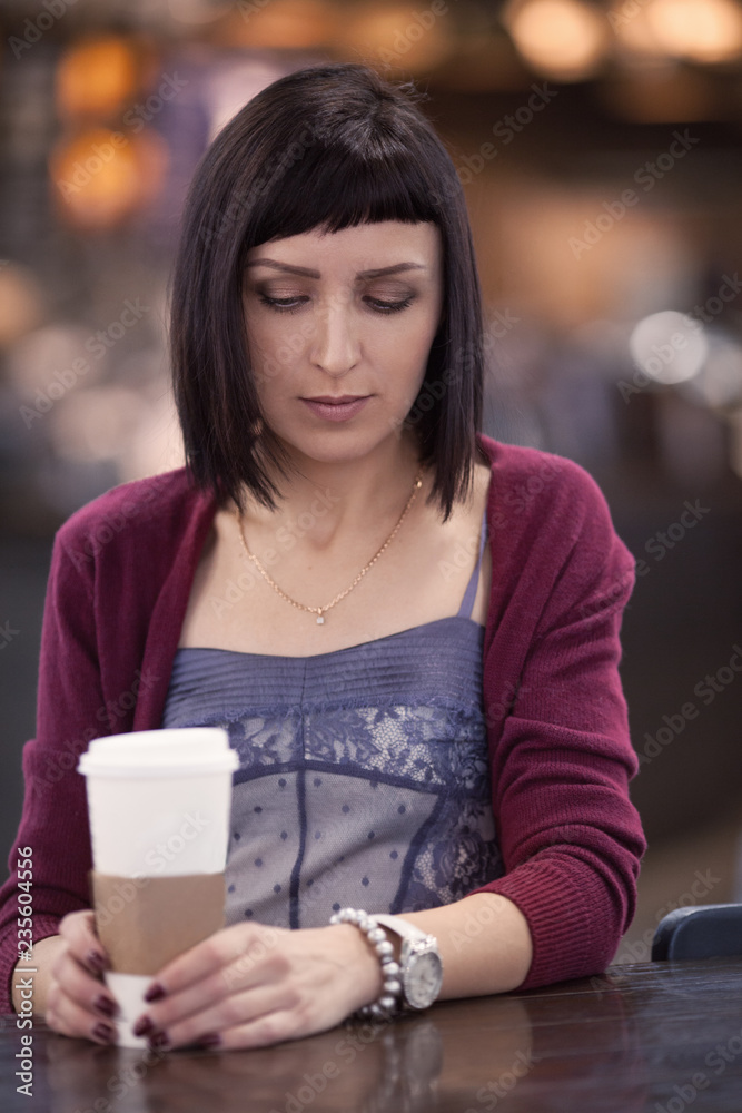 Portrait of beautiful girl in cafe Portrait of beautiful girl in cafe