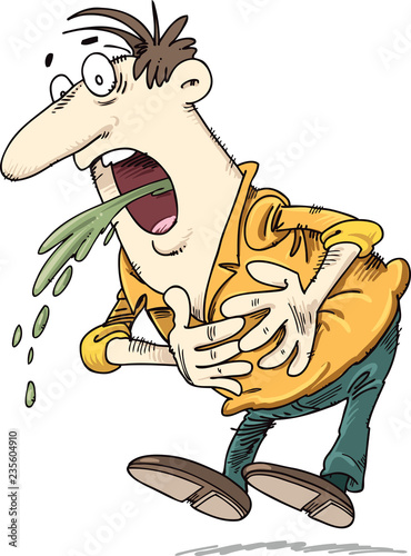 Sick man. Bad feeling. Poisoning
