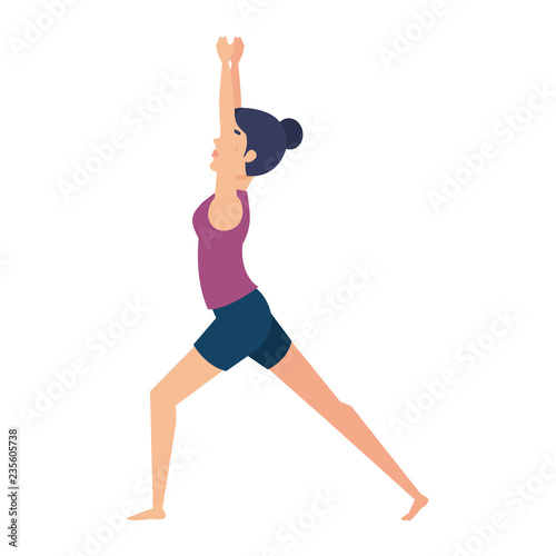 woman practicing yoga position