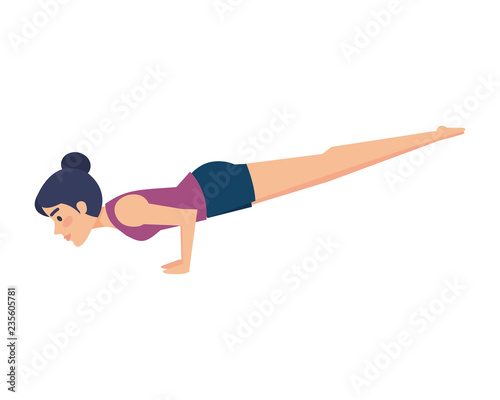 woman practicing yoga position