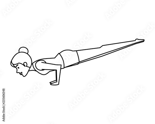 woman practicing yoga position